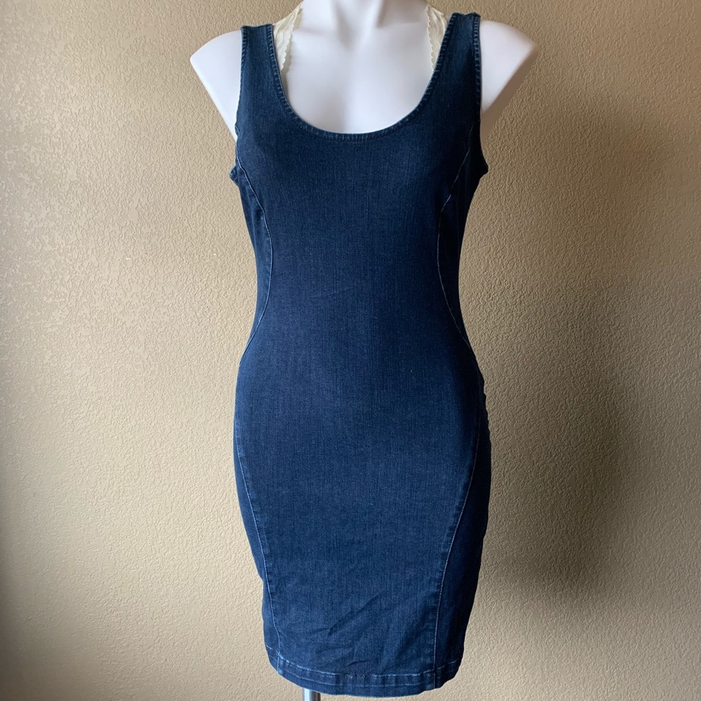 Guess Sleeveless Mini Body Con with Rear Zipper M